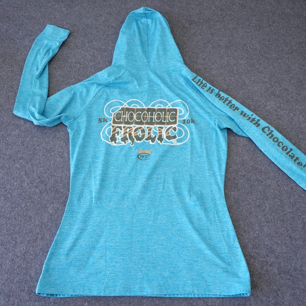 BornFit Womens Blue Heather Chocoholic Frolic 5k 10k Graphic Hoodie S